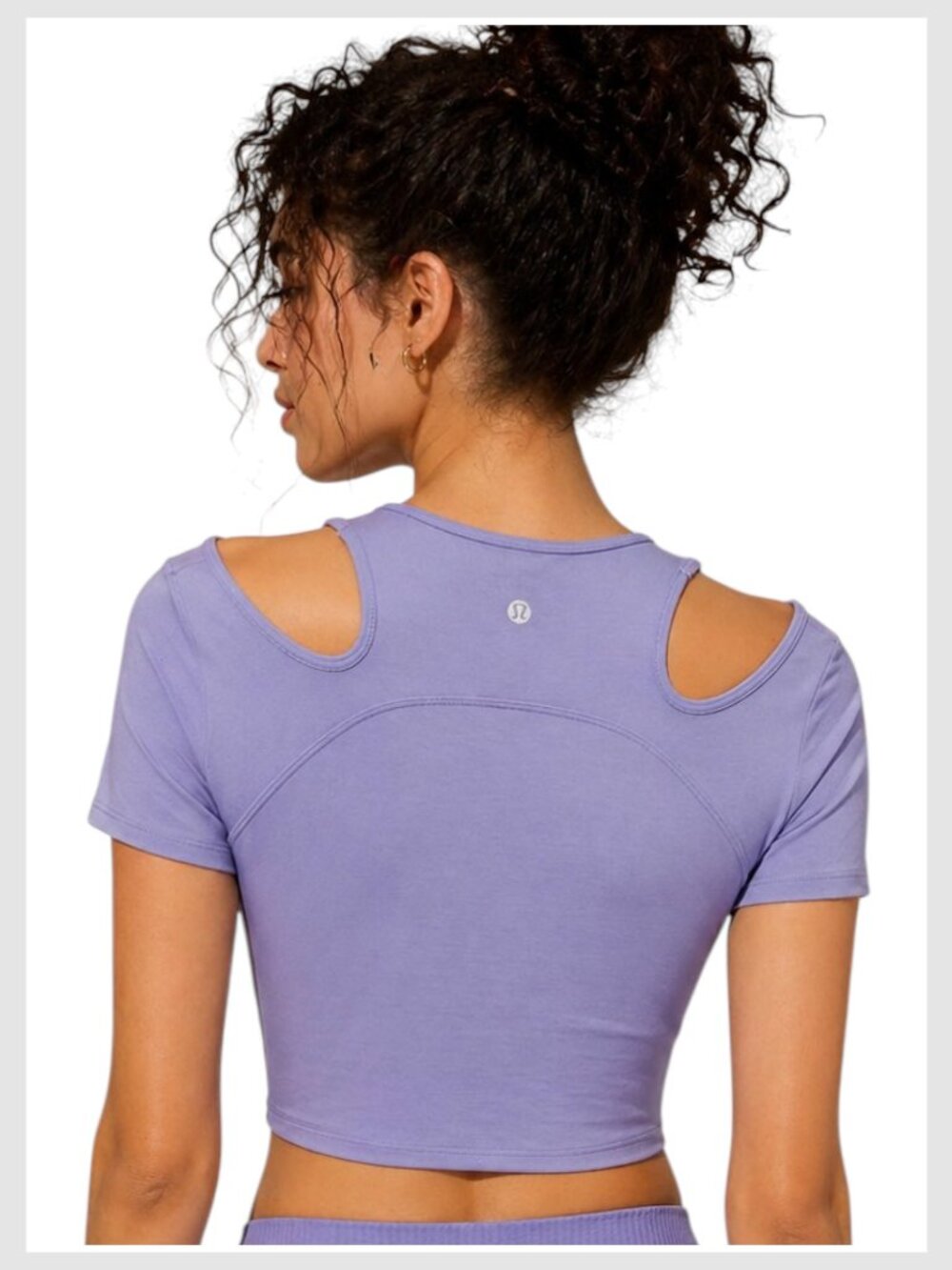 Lululemon Athletica Cropped Tee Lavender Cold Shoulder Fitted 6 - Picture 8 of 8